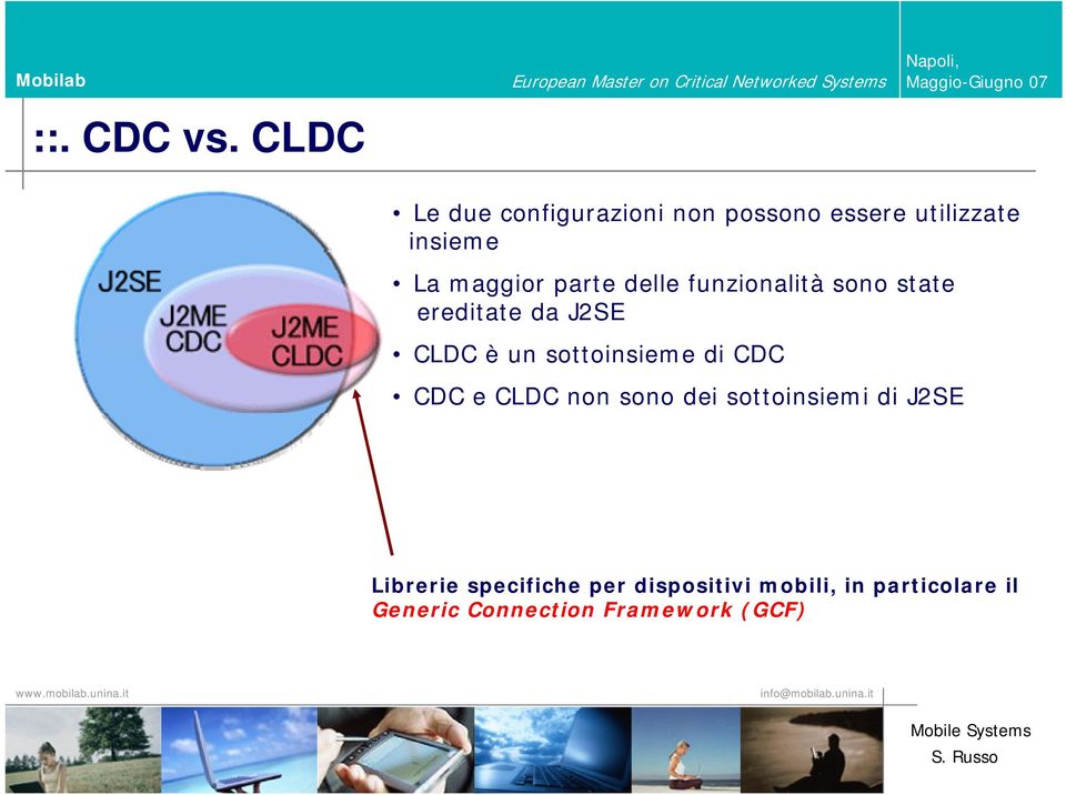 parte delle funzionalità sono state ereditate da J2SE CLDC è un sottoinsieme