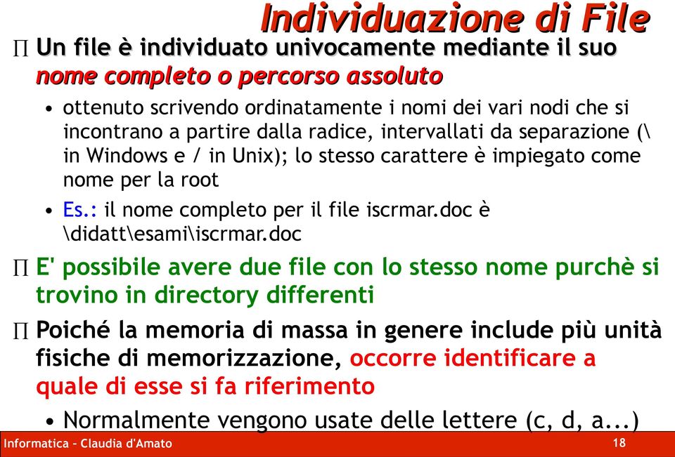 : il nome completo per il file iscrmar.doc è \didatt\esami\iscrmar.