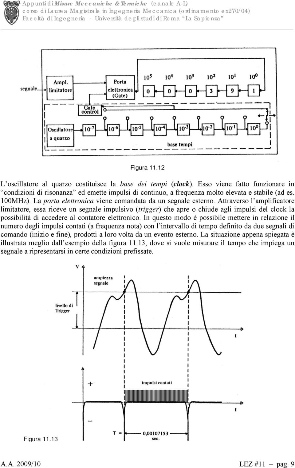 Attraverso l amplificatore limitatore, essa riceve un segnale impulsivo (trigger) che apre o chiude agli impulsi del clock la possibilità di accedere al contatore elettronico.