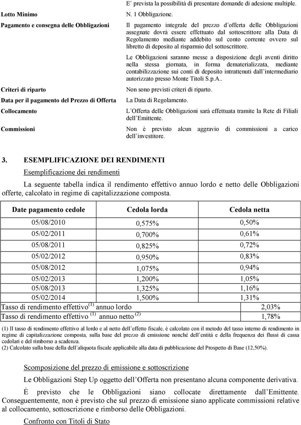 Il pagamento integrale del prezzo d offerta delle Obbligazioni assegnate dovrà essere effettuato dal sottoscrittore alla Data di Regolamento mediante addebito sul conto corrente ovvero sul libretto