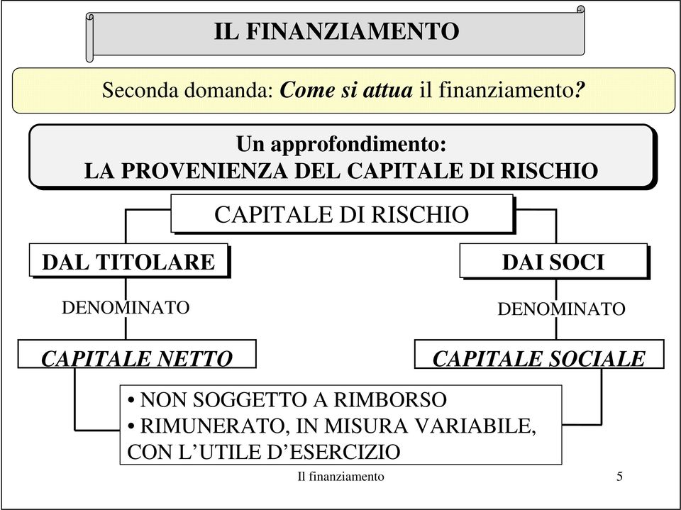 RISCHIO DAL TITOLARE DENOMINATO CAPITALE NETTO DAI SOCI DENOMINATO CAPITALE