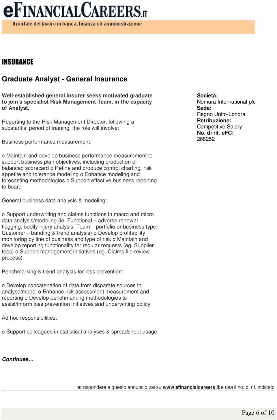 Salary 268252 o Maintain and develop business performance measurement to support business plan objectives, including production of balanced scorecard o Refine and produce control charting, risk