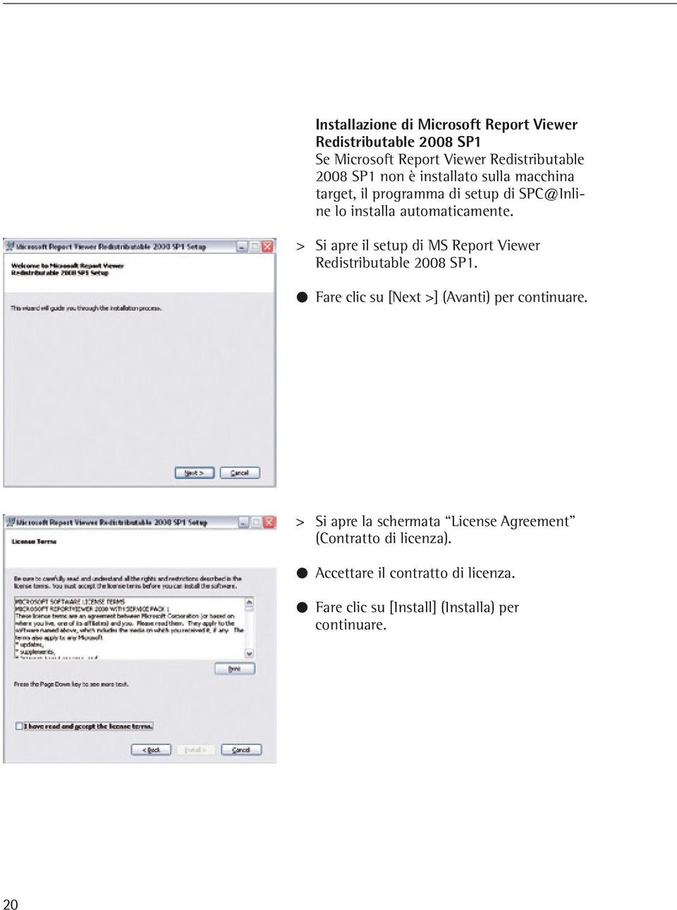 > Si apre il setup di MS Report Viewer Redistributable 2008 SP1. Fare clic su [Next >] (Avanti) per continuare.