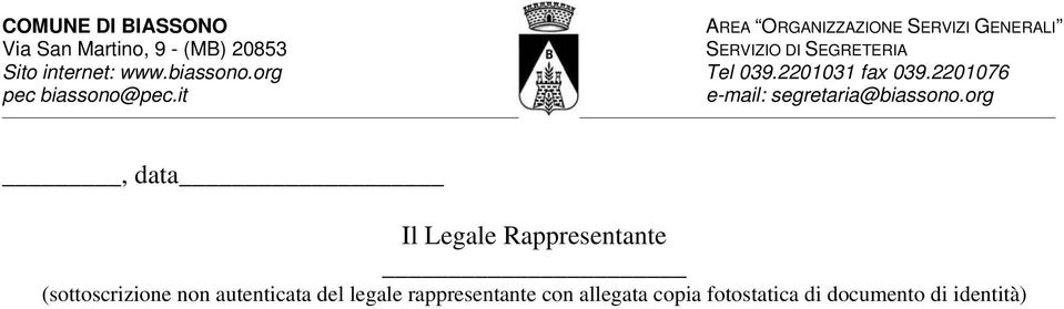 legale rappresentante con allegata