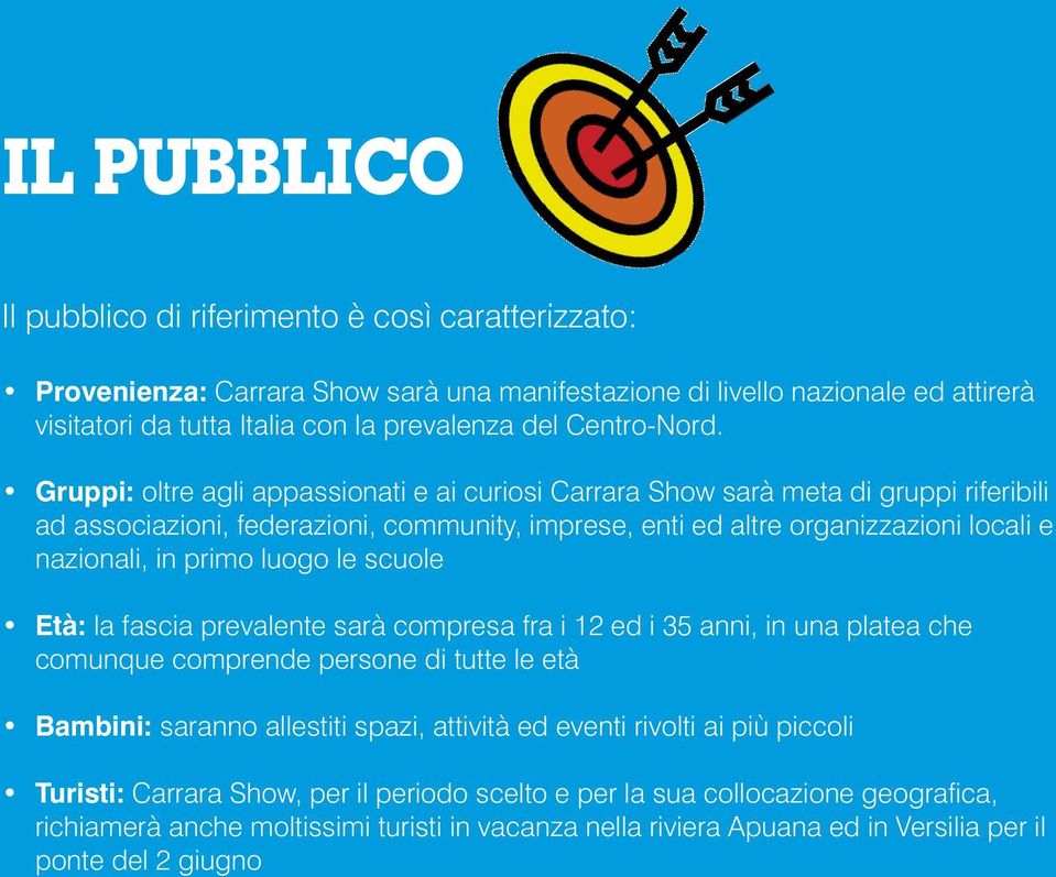 Gruppi: oltre agli appassionati e ai curiosi Carrara Show sarà meta di gruppi riferibili ad associazioni, federazioni, community, imprese, enti ed altre organizzazioni locali e nazionali, in primo