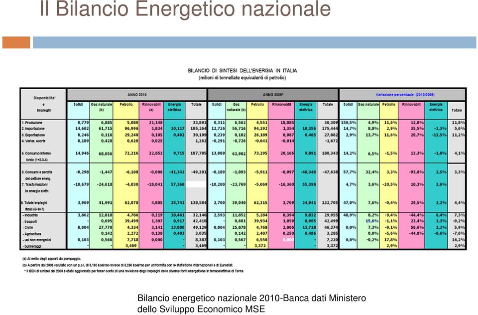 nazionale 2010-Banca dati