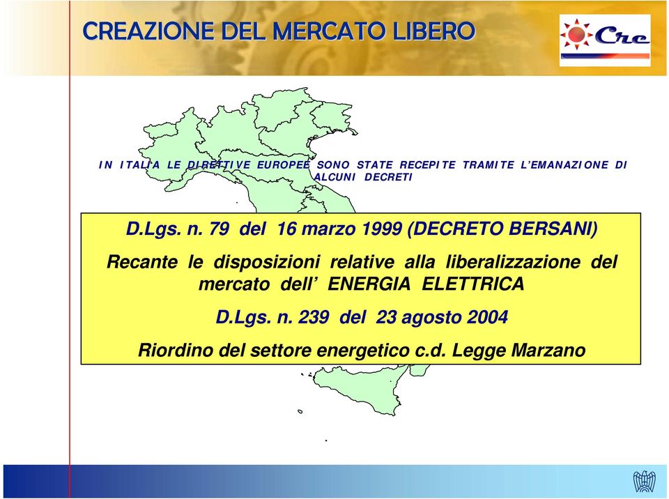 79 del 16 marzo 1999 (DECRETO BERSANI) Recante le disposizioni relative alla