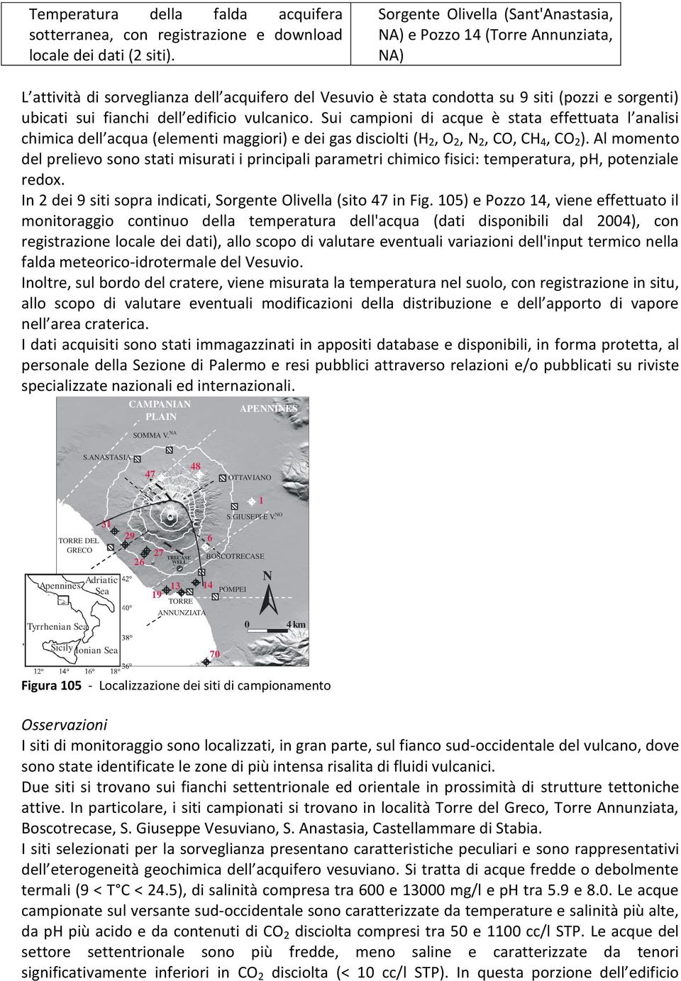 edificio vulcanico. Sui campioni di acque è stata effettuata l analisi chimica dell acqua (elementi maggiori) e dei gas disciolti (H 2, O 2, N 2, CO, CH 4, CO 2 ).