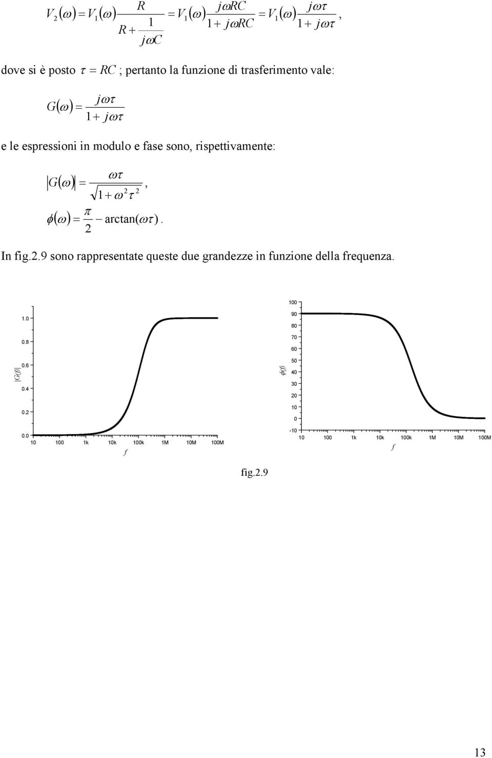 ripeiamene: τ G φ ( ) τ π ( ) arcan( τ ) In i9 ono rappreenae qee de