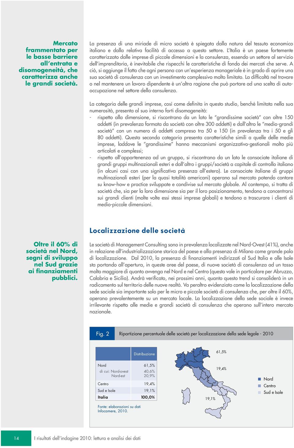 L Italia è un paese fortemente caratterizzato dalle imprese di piccole dimensioni e la consulenza, essendo un settore al servizio dell imprenditoria, è inevitabile che rispecchi le caratteristiche di