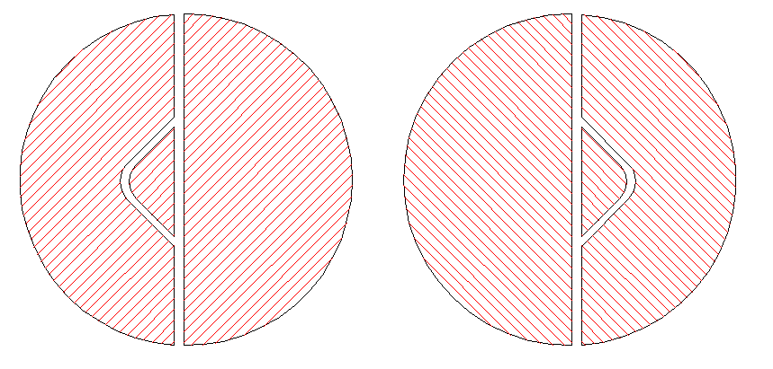 REALIZZAZIONE PRATICA Dopo aver acquistato due semisfere di legno, su ognuna di esse abbiamo scolpito un percorso congruente al diametro e uno deviato come mostra lo schema seguente.