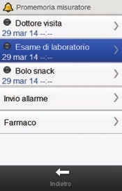 8.6 Promemoria esame di laboratorio Menu principale > Impostazioni > Promemoria > Esame di laboratorio 1 2 3 4 Nel menu principale selezionare Impostazioni.