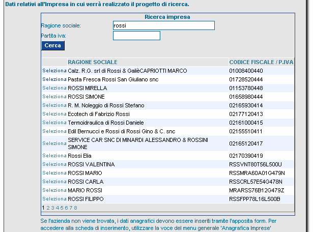 Una volta inseriti tutti i dati relativi all impresa, salvare definitivamente cliccando sul link Salva in fondo alla pagina. 2.