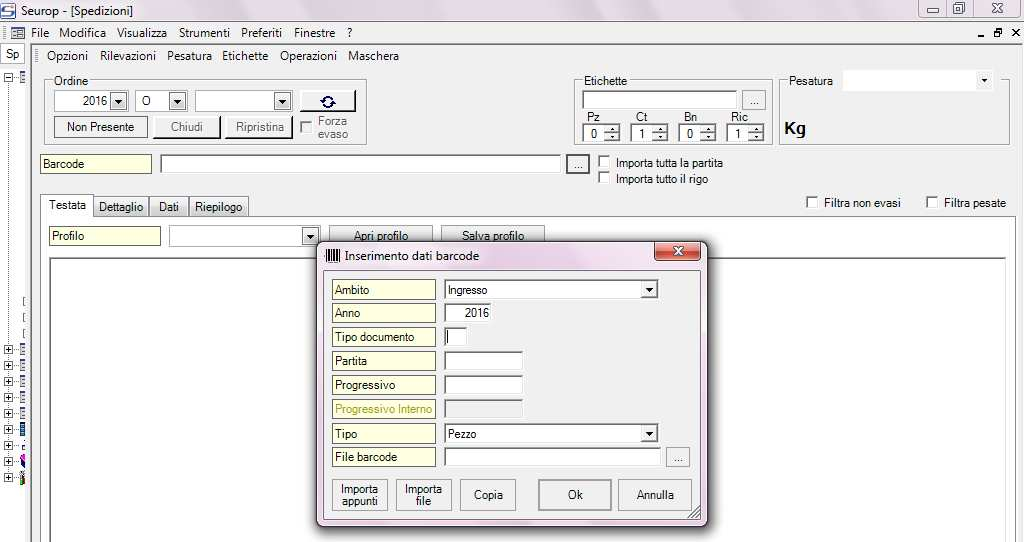 Produzione spedizioni A destra su ORDINE scelgo dal menu a tendina e trovo ordini vuoti seleziono ed elimino Correzione/ variazione Spedizioni 1) Manca un articolo : premo il