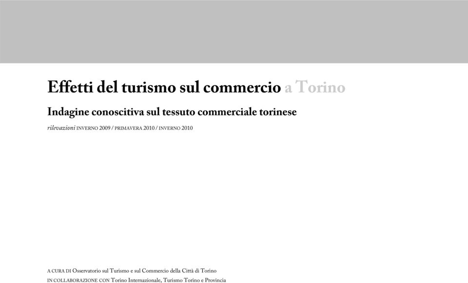 INVERNO 2010 A CURA DI Osservatorio sul Turismo e sul Commercio della