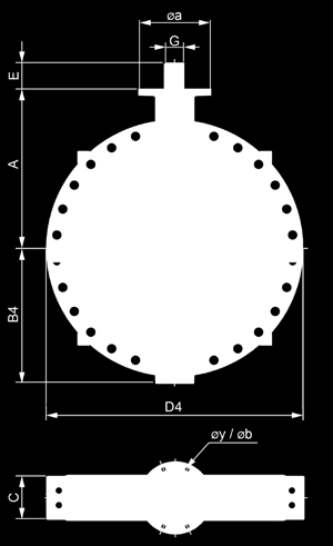 Dimensioni BIANCA B1 BIANCA B3 BIANCA B4 1) 1) ) 1) DN 450-900, x Due fori filettati in prossimità delle estremità, superiore ed inferiore, dello stelo ) DN 600-900, x Filetto su entrambi i lati DN d