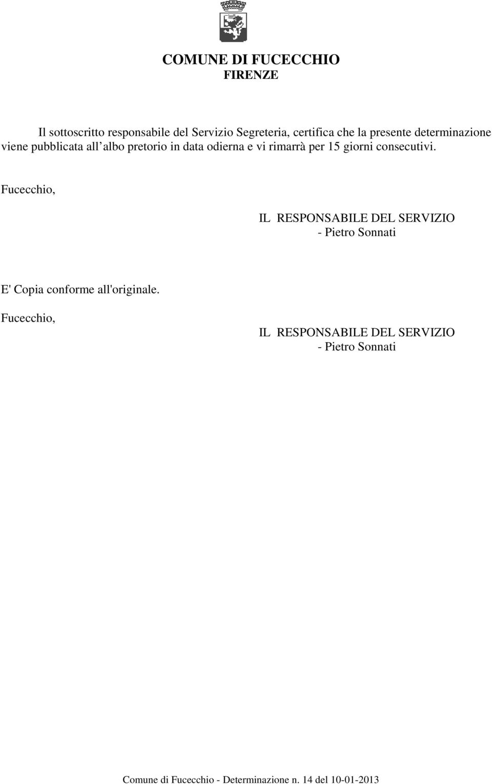 odierna e vi rimarrà per 15 giorni consecutivi.