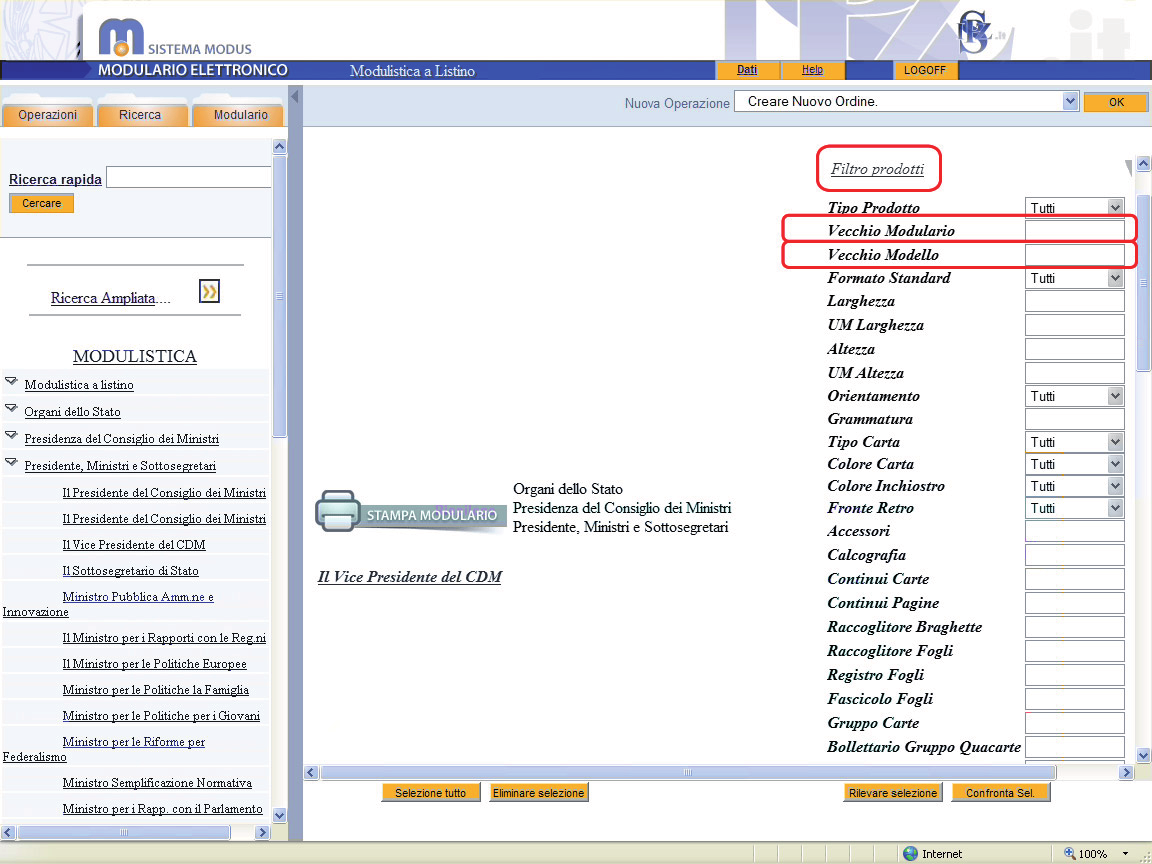 Tale strumento permette, in particolare, di ricercare la modulistica attraverso i