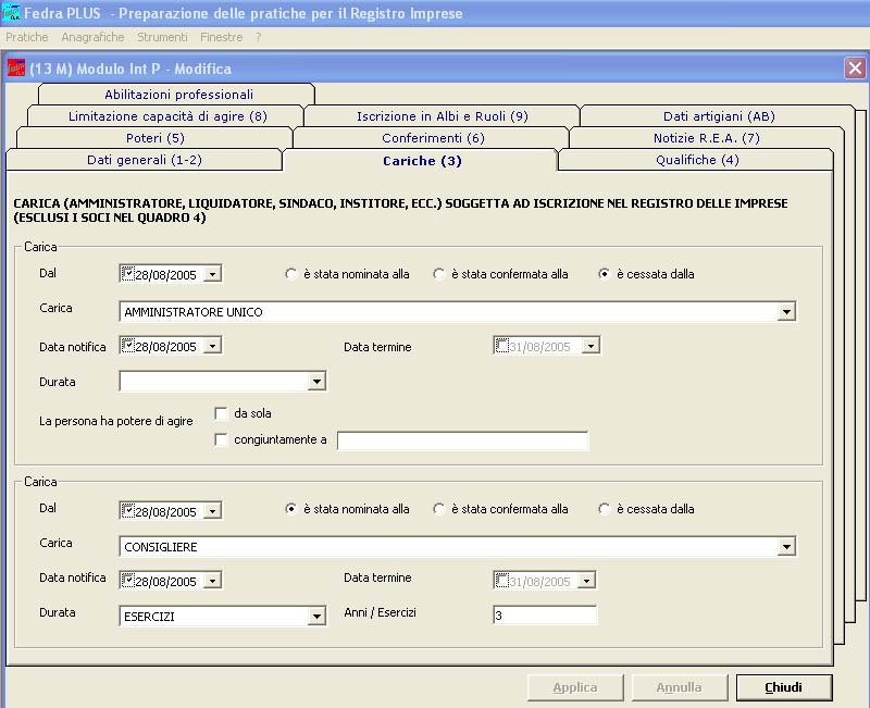 COMPILAZIONE INT. P (dati anagrafici) Scegliere se si tratta di persona fisica o società, inserire i dati anagrafici e la residenza.