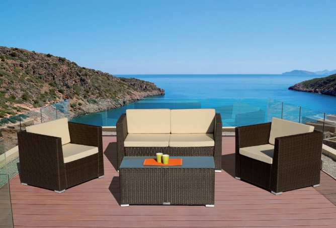 Serie Rattan Sintetico Art. SET-KALE'-M SET COMPOSTO DA 1 DIVANO 2 POSTI + 2 POLTRONE + 1 TAVOLINO; STRUTTURA IN FERRO VERNICIATO E INTRECCIO IN POLYRATTAN.