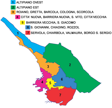 Popolazione residente nel comune di Trieste al 31/12/2015 per singola circoscrizione amministrativa CLASSE D'ETA' Circ. 1 Circ. 2 Circ. 3 Circ. 4 Circ. 5 Circ. 6 Circ. 7 TOTALE 0-4 134 350 1.254 1.