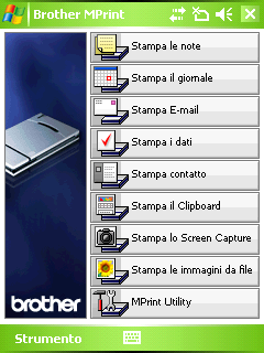 Stampa Questa stampante è dotata di otto diverse funzioni di stampa. 1 Scegliere nella schermata Programmi. Verrà visualizzata la schermata Brother MPrint.