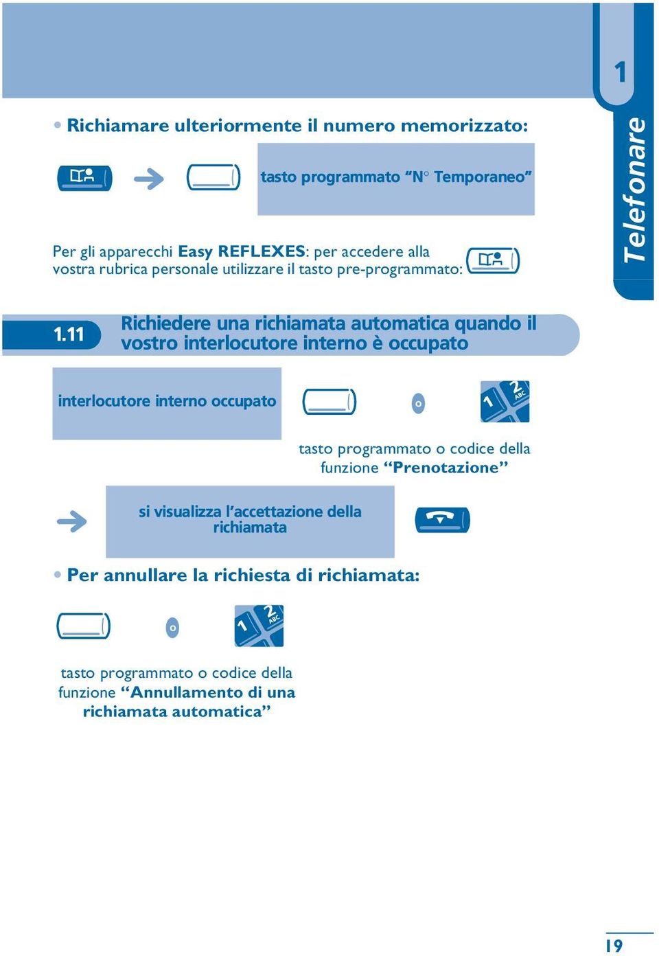 11 Richiedere una richiamata autmatica quand il vstr interlcutre intern è ccupat interlcutre intern ccupat tast prgrammat cdice