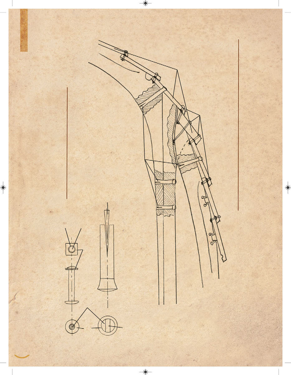 C TAVOLA 88 FISSAGGIO DEL FASCIAME A CLINKER SULL OSSATURA DELLE NAVI VICHINGHE A Rivetto B 2 3 Caviglia 2 A. Testa ribattuta del rivetto (vista in sezione) B.