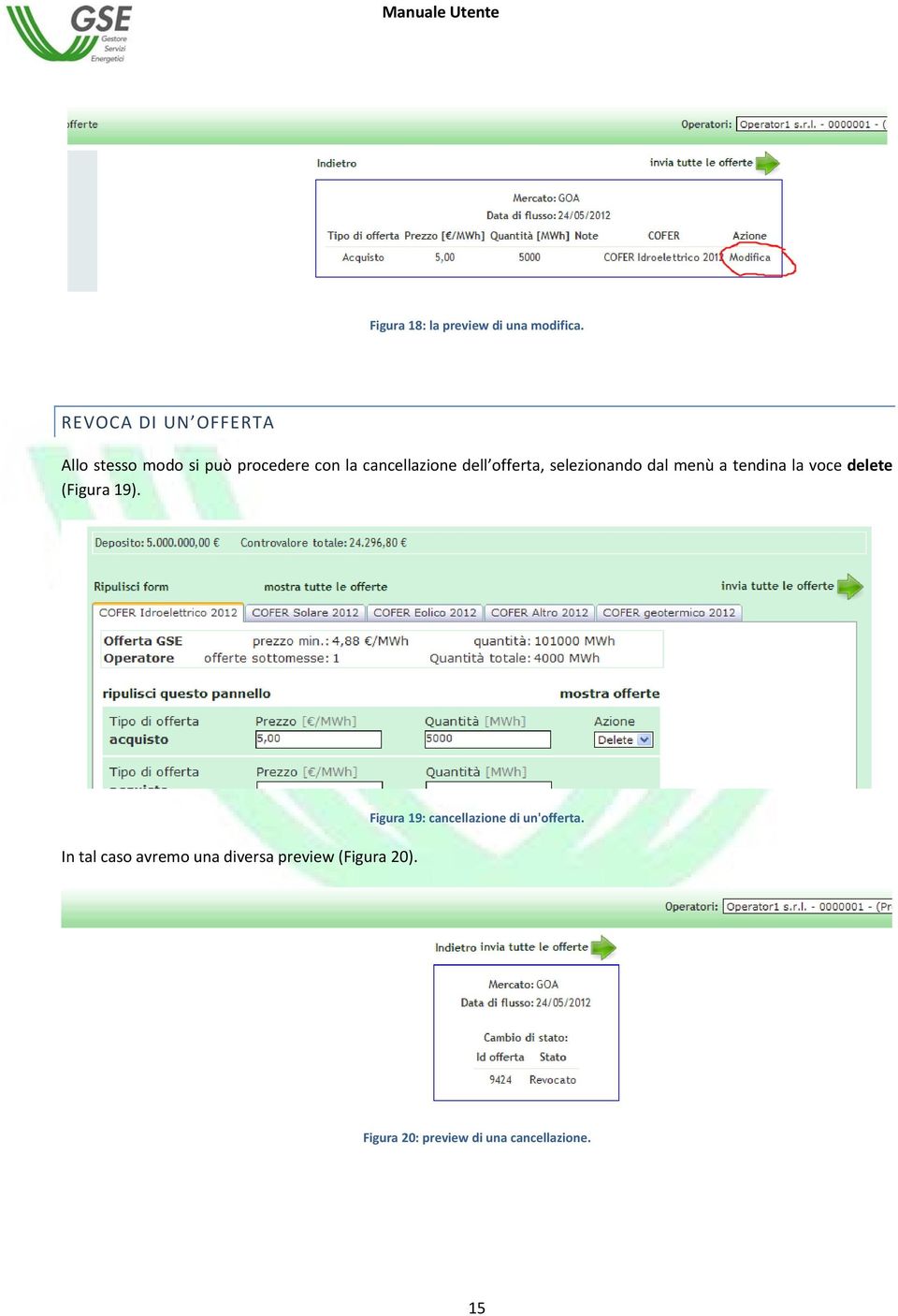 offerta, selezionando dal menù a tendina la voce delete (Figura 19).