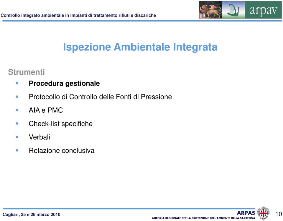 Pressione AIA e PMC Check-list specifiche Verbali