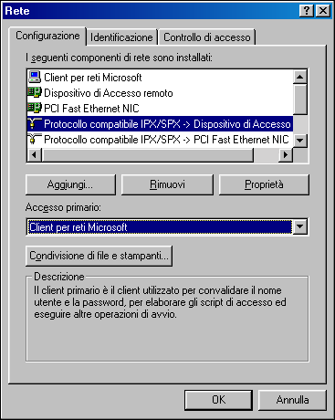 1-9 Configurazione della stampa PostScript con Windows 9x/Me 3. Fare doppio clic sull icona Protocollo compatibile IPX/SPX. 4. Fare clic sulla scheda Avanzate. 5.