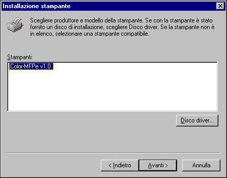 1-18 Installazione del software utente su computer Windows 10. Nell area Stampanti, selezionare il driver di stampa GA-1120 appropriato per la stampante utilizzata e fare clic su Avanti.