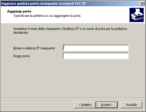 1-35 Configurazione della stampa PostScript con Windows 2000/XP NOTA: È anche possibile configurare il collegamento LPR installando i servizi di stampa per UNIX, forniti come componente aggiuntivo di