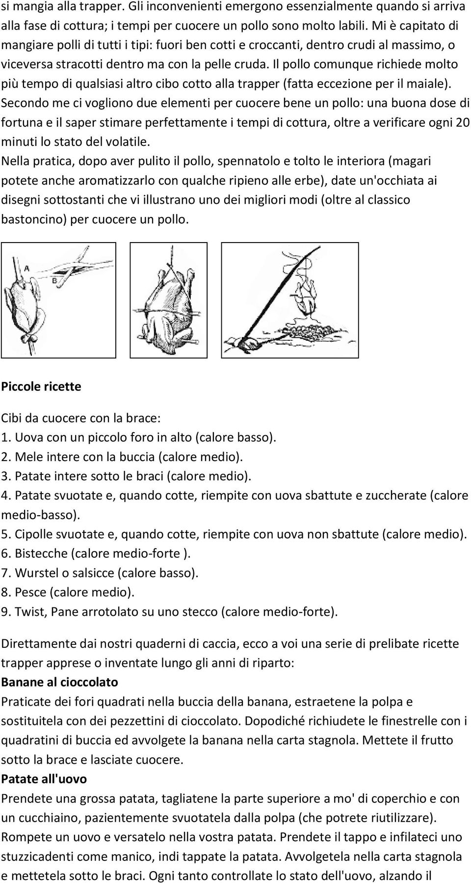 Il pollo comunque richiede molto più tempo di qualsiasi altro cibo cotto alla trapper (fatta eccezione per il maiale).