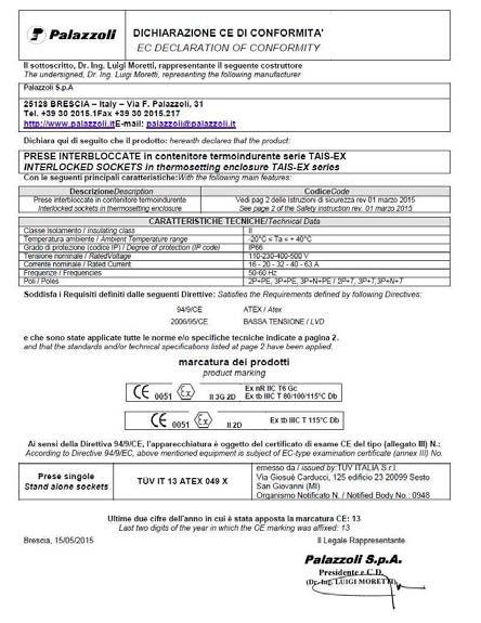 una breve descrizione dell'apparecchio; tutte le pertinenti disposizioni che soddisfa l'apparecchio; eventuale nome, numero di identificazione ed indirizzo dell'organismo Notifico che effettua