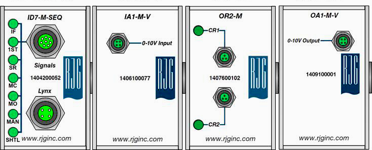 Moduli di interfaccia macchina schermati Lynx ID7-M-SEQ, OR2-M, IA1-M-V e OA1-M-V Guida all'installazione DESCRIZIONE GENERALE I moduli ID7-M-SEQ, OR2-M, IA1-M-V e OA1-M-V contengono tutti gli