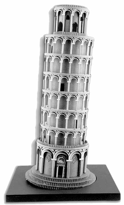 0.67 Torre Pendente di Pisa Elenco componenti piastra di cartoncino, grande (parti fustellate) matita piastra di cartoncino, piccolo (parti fustellate) righello ritagli di cartoncino ondulato (parti