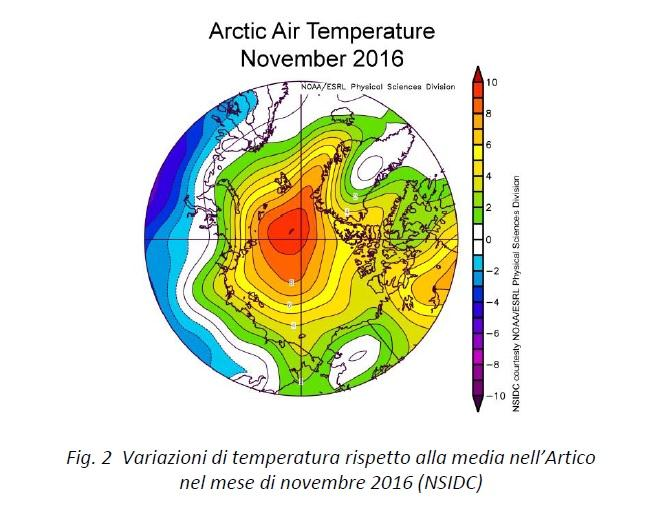 Al Polo Nord a novembre si sono registrati valori mensili di 10 C superiori rispetto alla