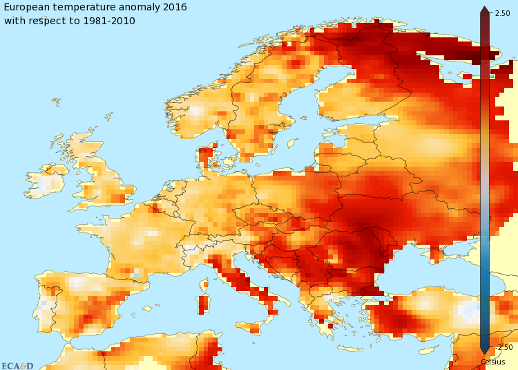 Il clima europeo nel 2016: notti calde e grandi inondazioni Forti anomalie