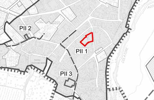 Scheda PII 1 Localizzazione L area in oggetto si trova all interno del centro storico comunale. Confina con via Roma ed edifici limitrofi del nucleo storico.