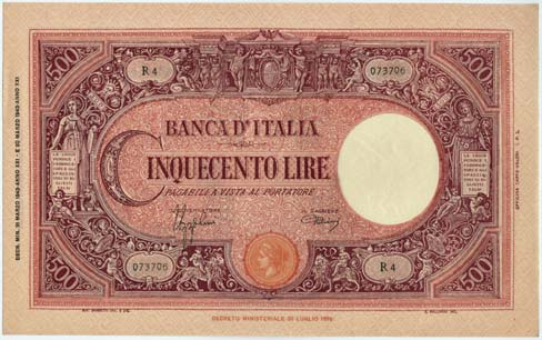 1705 50 Lire Buoi 12/05/1919 - T134 8123 - Gig. BI 4M (RR) Qualche lieve piega pressata, ma bell esemplare SPL 2100 1709 100 Lire Grande B Fascio 09/12/1942 - B5 089259 - Gig. BI 21A q.