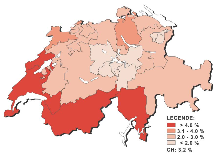 G5: Tasso di disoccupazione per Cantone, aprile 2014 G6: Tasso di disoccupazione per Cantone, aprile 2014 % 6.0 5.5 5.0 4.5 4.