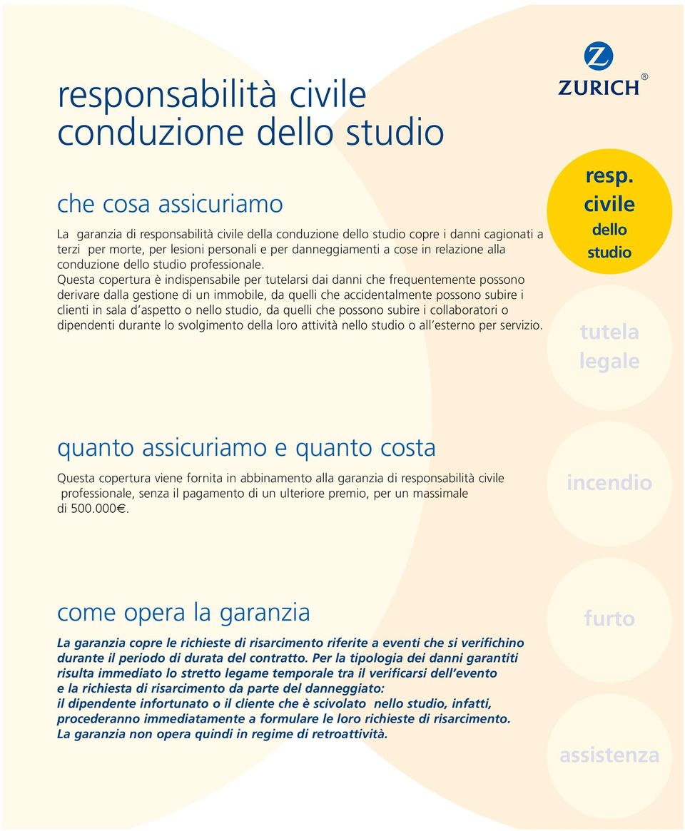 Questa copertura è indispensabile per tutelarsi dai danni che frequentemente possono derivare dalla gestione di un immobile, da quelli che accidentalmente possono subire i clienti in sala d aspetto o