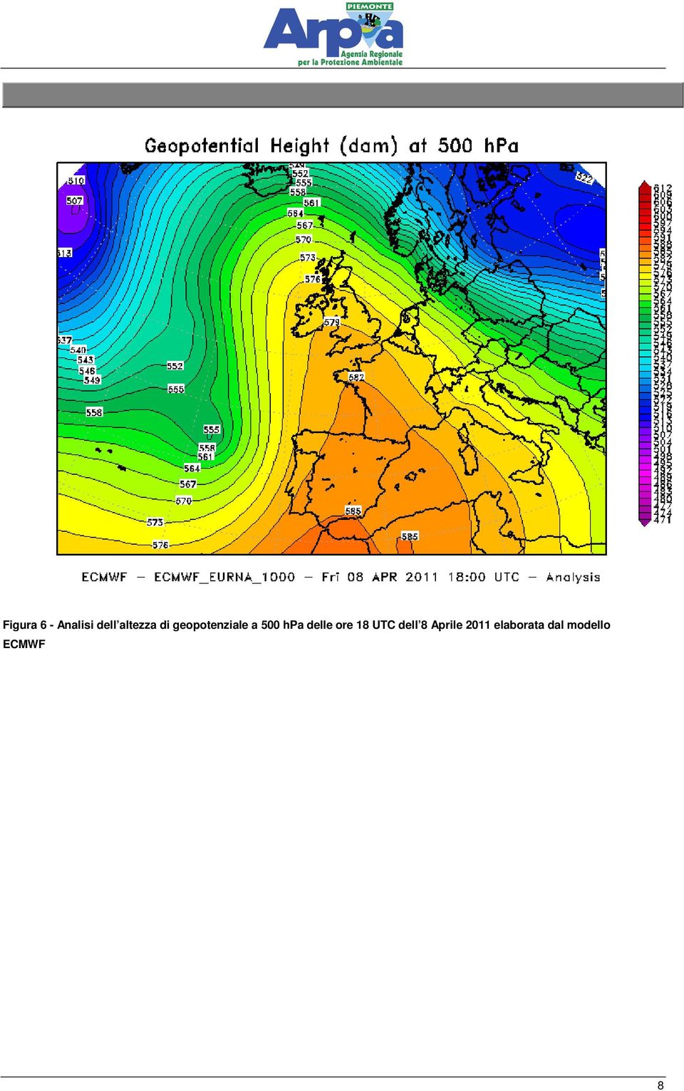 hpa delle ore 18 UTC dell 8