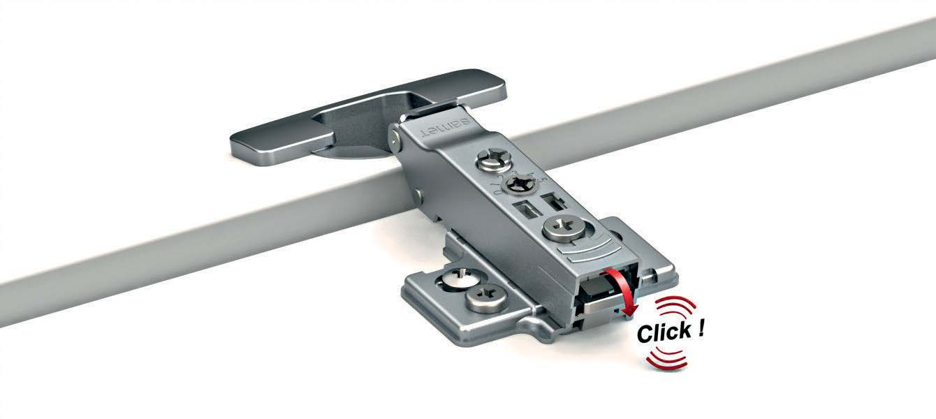 adjustable soft-close hinge Innovativo e robusto Il disegno innovativo e il meccanismo track della cerniera permettono un montaggio facile, realizzabile con un solo movimento e senza il bisogno di