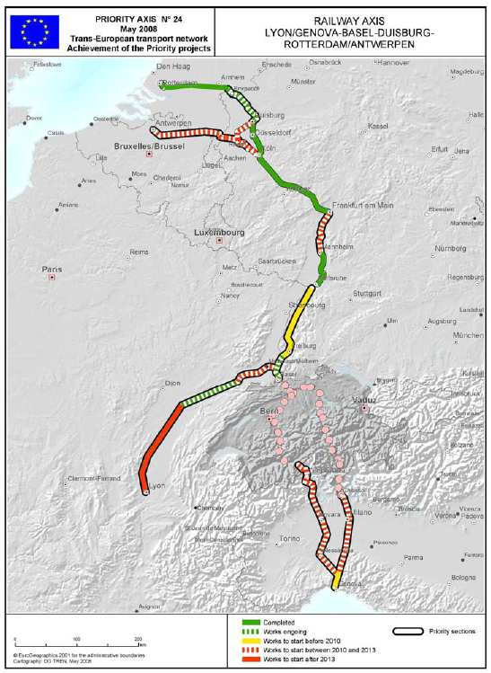 Basilea-Zurigo-Gottardo-Milano-Genova: completamento lavori in territorio svizzero: nuovi tunnel del Gottardo e del M.