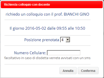 4. Prenotare e disdire i colloqui con i docenti Cliccando sul menu COLLOQUI si accede alla sezione in cui è possibile prenotare i colloqui con i docenti.