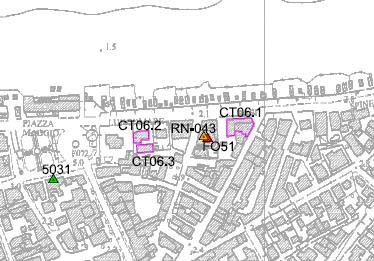 Cartografia punti di misura LEGENDA Edifici oggetto di misurazione CAMPAGNE DI MONITORAGGIO 2001-2005 Sito di misura Descrizione punto di misura Data E (V/m) CT06.