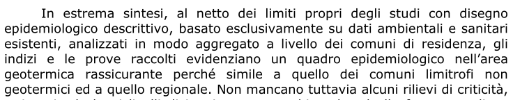 Studio CNR/ARS. Queste le Conclusioni del paragrafo relativo alla Mortalità (pag.162) Queste le Conclusioni Generali (pag 321), riprese dal dott.