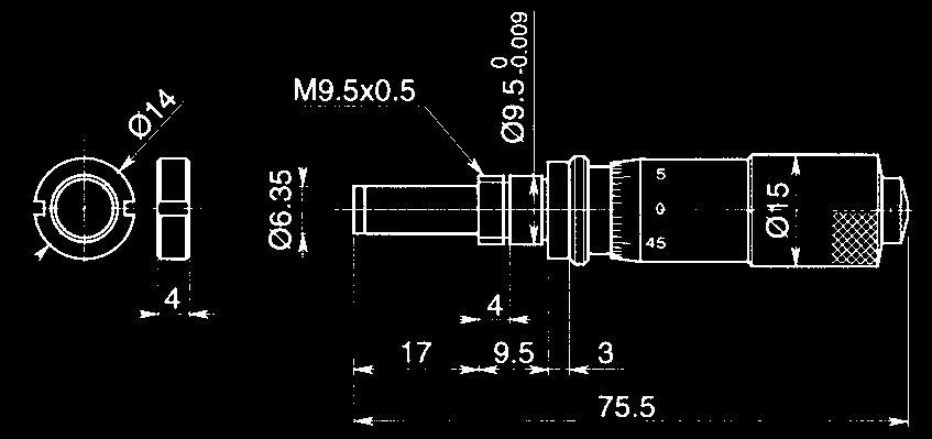 Testine micrometriche Serie 149 Testine micrometriche con campo di di 15 e superfici di contatto riportate in metallo duro Errori aessi: Norma interna Attacco: con / senza hiera di fissaio
